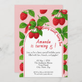 Berry Sweet Raspberry Kindergeburtstag Einladung (Vorne/Hinten)