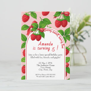 Berry Sweet Raspberry Kindergeburtstag Einladung