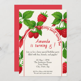 Berry Sweet Raspberry Kindergeburtstag Einladung