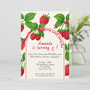 Berry Sweet Raspberry Kindergeburtstag Einladung