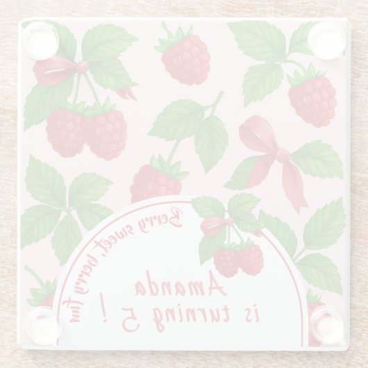 Berry Sweet Raspberry Kindergeburtstag Party - Glasuntersetzer (Rückseite)