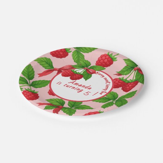 Berry Sweet Raspberry Kindergeburtstag Party - Pappteller (Schrägansicht)