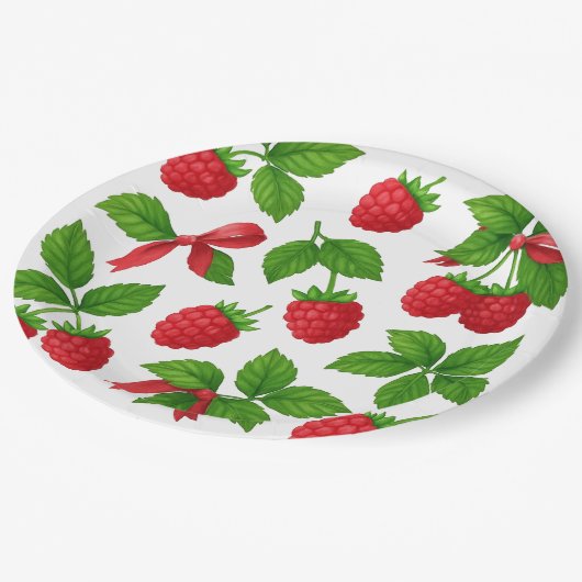 Berry Sweet Raspberry Paper Plate Pappteller (Schrägansicht)