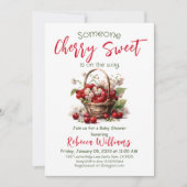 Berry Sweet Red Girl Cherry Baby Shower Einladung (Vorderseite)