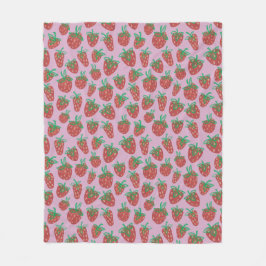 Berry Sweet Red Strawberries Fleece Blanket