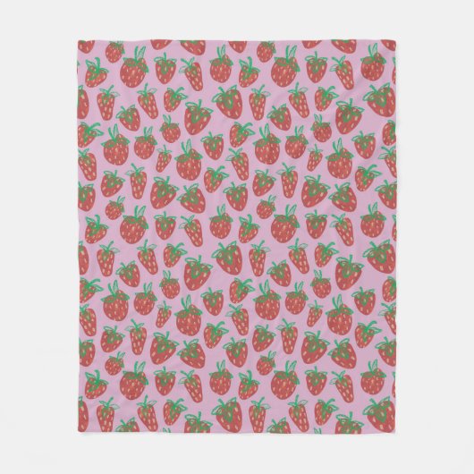 Berry Sweet Red Strawberries Fleece Blanket (Vorderseite)