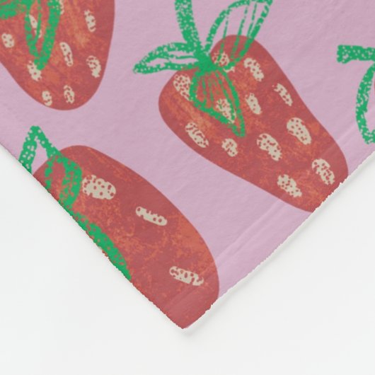 Berry Sweet Red Strawberries Fleece Blanket (Ecke)