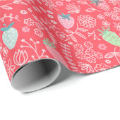 Berry Sweet Red Strawberry Muster Geschenkpapier (Rolleneckpunkt)