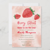 Berry Sweet Red Strawberry Watercolor Babydusche Einladung (Vorderseite)