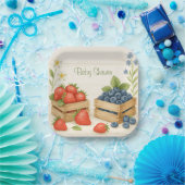 Berry Sweet Rustic Baby Shower Paper Plate Pappteller (Party)
