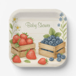 Berry Sweet Rustic Baby Shower Paper Plate Pappteller
