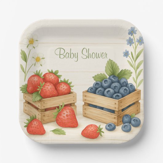 Berry Sweet Rustic Baby Shower Paper Plate Pappteller (Vorderseite)