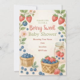 Berry Sweet Rustic Design Baby Dusche Einladung