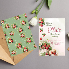 Berry Sweet Sommer Erdbeere Geburtstag Einladung
