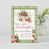 Berry Sweet Sommer Erdbeere Geburtstag Einladung (Stehend Vorderseite)