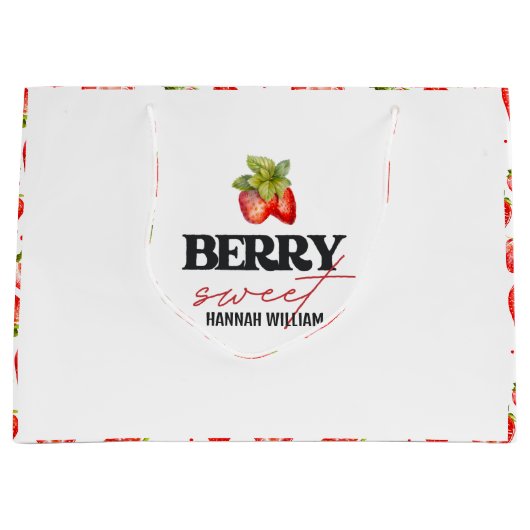 Berry Sweet Strawberries Babydusche Große Geschenktüte (Vorderseite)