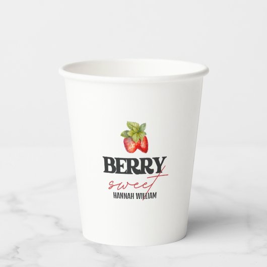 Berry Sweet Strawberries Babydusche Pappbecher (Rückseite)