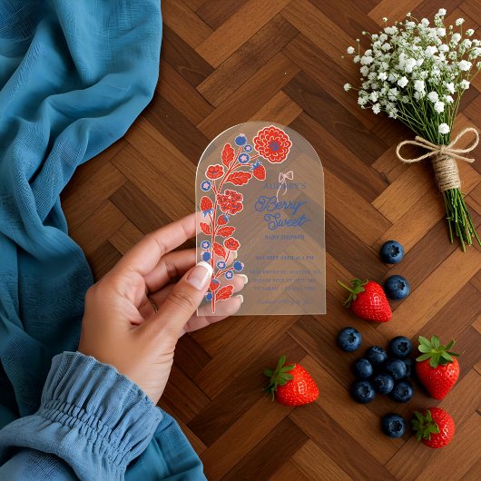 Berry Sweet Strawberries, Blueberries & Blooms Acryleinladungen