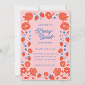 Berry Sweet Strawberries, Blueberries & Blooms Einladung (Vorderseite)