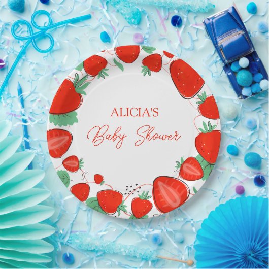 Berry Sweet Strawberries Girl Baby Dusche Pappteller (Party)