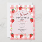 Berry Sweet Strawberries Strawberry Baby Dusche Einladung (Vorderseite)