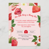 Berry Sweet Strawberry 1. Geburtstag Einladung (Vorne/Hinten)