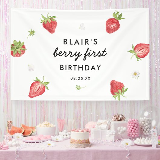 Berry Sweet Strawberry 1. Geburtstag Party Banner (Party)