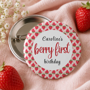 Berry Sweet Strawberry 1. Geburtstag Party Button