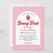 Berry Sweet Strawberry 1. Geburtstag Party Einladung (Vorderseite)