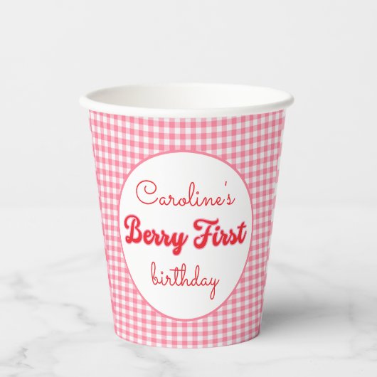 Berry Sweet Strawberry 1. Geburtstag Party Pappbecher (Vorderseite)