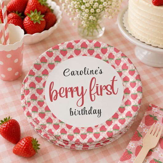Berry Sweet Strawberry 1. Geburtstag Party Pappteller