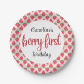 Berry Sweet Strawberry 1. Geburtstag Party Pappteller (Vorderseite)