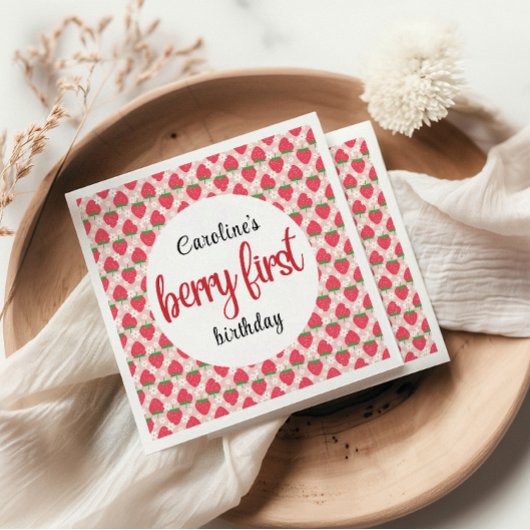 Berry Sweet Strawberry 1. Geburtstag Party Serviette
