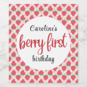 Berry Sweet Strawberry 1. Geburtstag Party Weinetikett (Einzelnes Label)