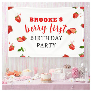 Berry Sweet Strawberry 1. Geburtstagsbanner Banner
