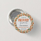 Berry Sweet Strawberry 1. Geburtstagsfeier Button (Vorne & Hinten)