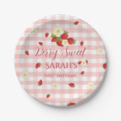 Berry Sweet Strawberry 1. Geburtstagsfeier Pappteller (Vorderseite)