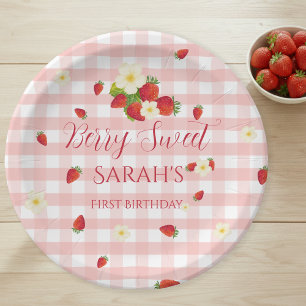Berry Sweet Strawberry 1. Geburtstagsfeier Pappteller