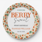 Berry Sweet Strawberry 1. Geburtstagsfeier Pappteller (Vorderseite)