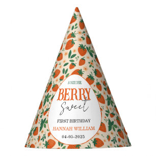 Berry Sweet Strawberry 1. Geburtstagsfeier Partyhütchen