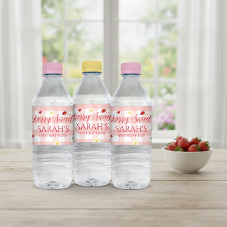 Berry Sweet Strawberry 1. Geburtstagsfeier Wasserflaschenetikett