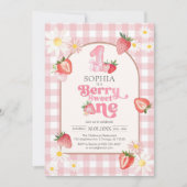 Berry Sweet Strawberry 1st Birthday Invitation Einladung (Vorderseite)