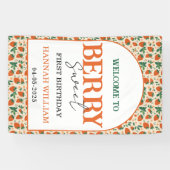 Berry Sweet Strawberry 1st Birthday Party Banner (Horizontal)