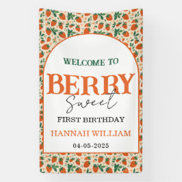 Berry Sweet Strawberry 1st Birthday Party Banner