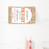 Berry Sweet Strawberry 1st Birthday Party Banner (InSitu)