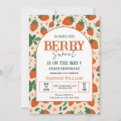 Berry Sweet Strawberry 1st Birthday Party Einladung (Vorderseite)