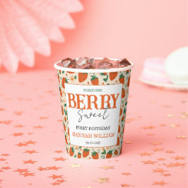 Berry Sweet Strawberry 1st Birthday Party Pappbecher