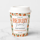 Berry Sweet Strawberry 1st Birthday Party Pappbecher (Rückseite)