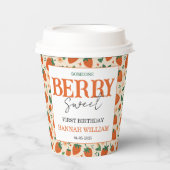 Berry Sweet Strawberry 1st Birthday Party Pappbecher (Vorderseite)