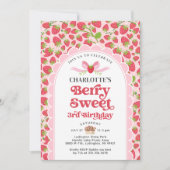 Berry Sweet Strawberry 3. Geburtstag Einladung (Vorderseite)